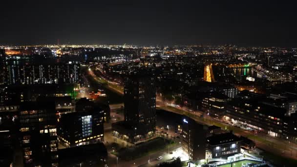 Night Panorama Rotterdam Nederländerna Rotterdam Nederländerna April 2023 City Scape — Stockvideo