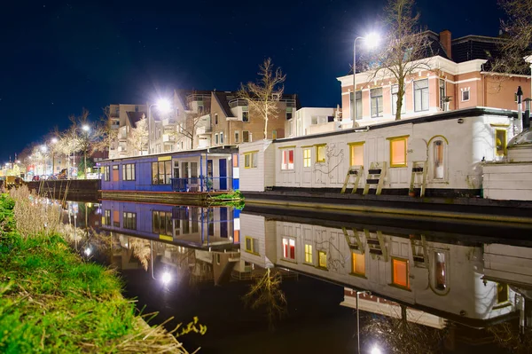 Groningen Países Bajos Noche Paisaje Urbano Fotografiado Por Noche Groninga — Foto de Stock