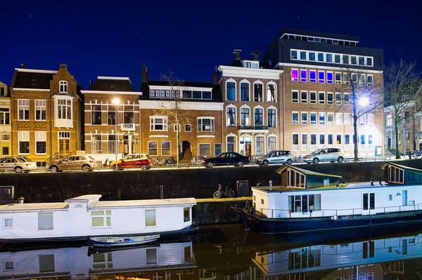 Groningen Hollandia Éjszaka Cityscape Fényképezte Éjszaka Groningen Egy Tiszta Estén — Stock Fotó