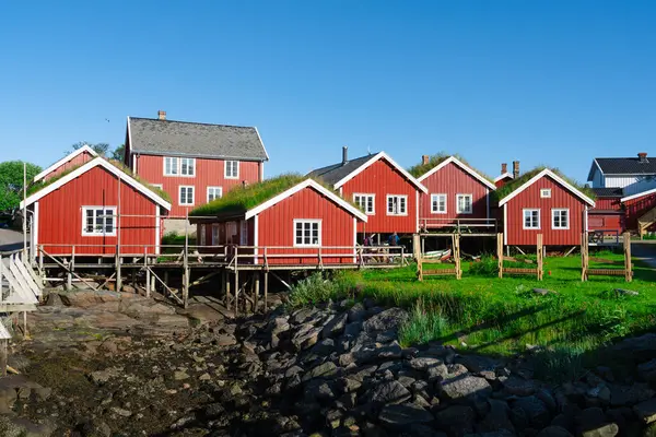 Norway Fishermans Red Rorbu Cottage Lofoten Islands Typical Scandinavian Fishermans —  Fotos de Stock
