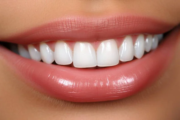 Exuding Radiance Captivating Close Uma Mulherzinha Dentes Perfeitamente Brancos Sorriso Imagem De Stock