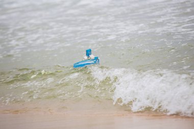 boat with offerings to iemanja, during a party at copacabana beach.