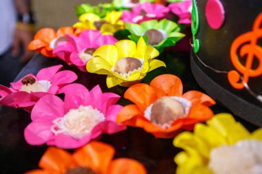 Party sweets on a black table in Rio de Janeiro.
