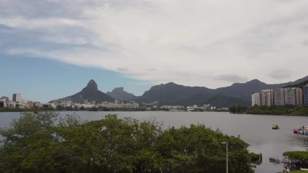 Vista Laguna Rodrigo Freitas Hermoso Día Soleado Río Janeiro — Vídeo de stock
