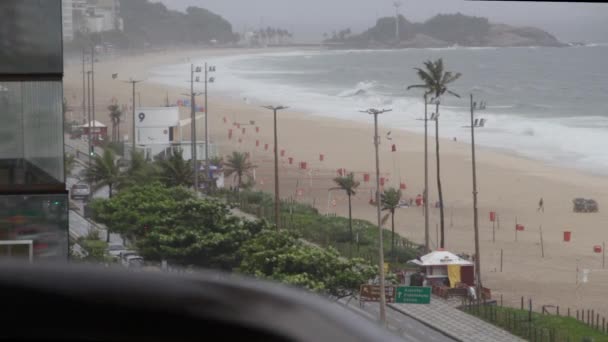 Playa Ipanema Día Lluvioso Ventoso Río Janeiro Brasil — Vídeo de stock