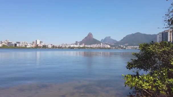 View Lagoa Rodrigo Freitas Rio Janeiro Brazil — Vídeo de stock