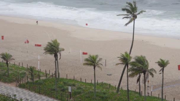 Praia Ipanema Dia Chuvoso Ventoso Rio Janeiro Brasil — Vídeo de Stock