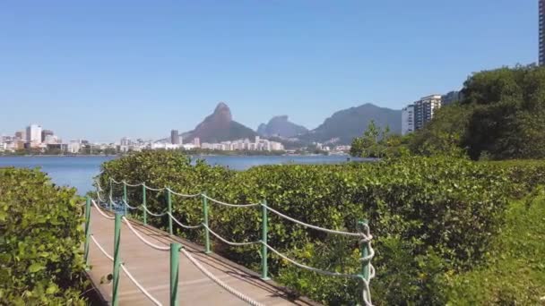 View Lagoa Rodrigo Freitas Rio Janeiro Brazil — Stockvideo