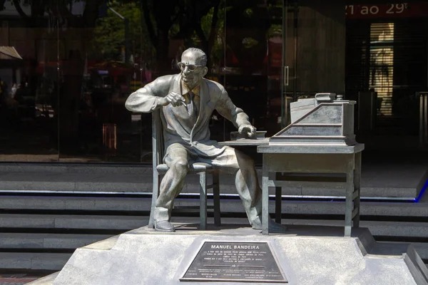 Статуя Поэта Мануэля Бандейры Рио Жанейро Бразилия Ноября 2022 Года — стоковое фото