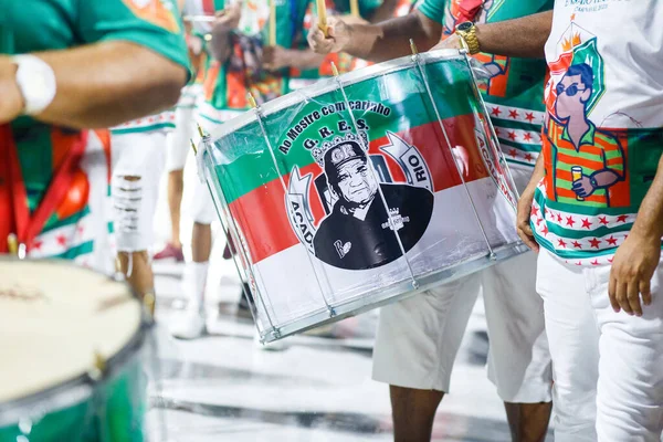 Samba School Drums Grande Rio Rio Janeiro Brazylia Lutego 2023 — Zdjęcie stockowe