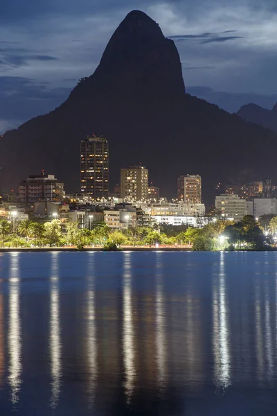 Abenddämmerung Auf Der Lagune Rodrigo Freitas Rio Janeiro Brasilien — Stockfoto