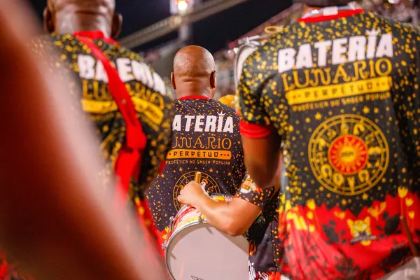 stock image Drums at the Porto da Pedra Samba School in Rio de Janeiro, Brazil - January 7, 2024: Details of the technical rehearsal of the drums at the Porto da Pedra samba school.