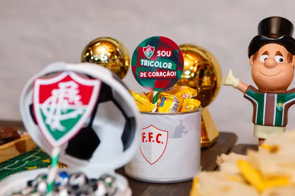 stock image decoration of the football team Fluminense football club in Rio de Janeiro, Brazil - June 14, 2024: Birthday decoration of the football club Rio de Janeiro.