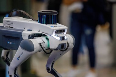 Rio de Janeiro, Brezilya 'da bir sergide robot köpek - 16 Ağustos 2024: Rio de Janeiro' da bir sunum sırasında robot köpek.