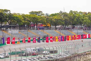 Sao Paulo, Brezilya 'daki Interlagos Racetrack - 28 Mart 2025: So Paulo' daki Formula 1 yarışı ile ünlü Brezilya yarış pistinin görüntüleri.