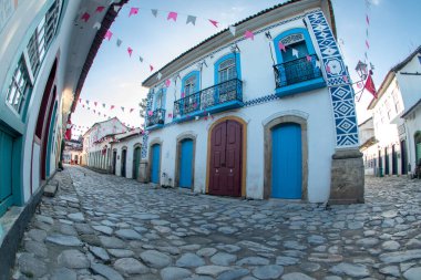 Rio de Janeiro, Brezilya 'daki Paraty caddelerinin manzarası.