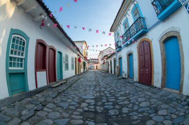 Rio de Janeiro, Brezilya 'daki Paraty caddelerinin manzarası.