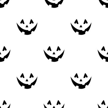 Seamless Pattern with Spooky Smile. Fall Halloween Collection. Decorative Design for Prints, Fabrics, Wallpapers etc. Abstract Art. Modern Style. Vector Illustrations
