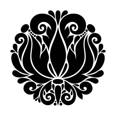Floral Vintage Design Element in Paisley Style. Decorative Composition with Natural Motifs. Abstract Ornate Art. Complex Ornament. Vector Contour Illustration