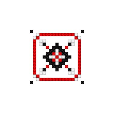 Realistic Cross-Stitch Embroideried Ornate Element. Ethnic Motif, Handmade Stylization. Traditional Ukrainian Red and Black Embroidery. Ethnic Single Design Element. Vector 3d Illustration