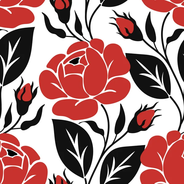 2014 Seamless Pattern Red Rose Inspired Ukrainian Traditional Embroidery 모티프 — 스톡 벡터