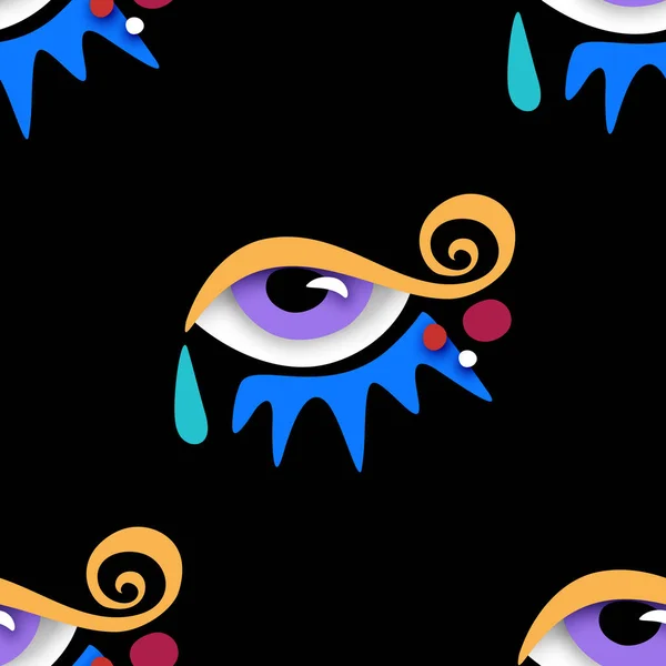 Seamless Pattern Eye Cosmic Demon Surreal — Vettoriale Stock