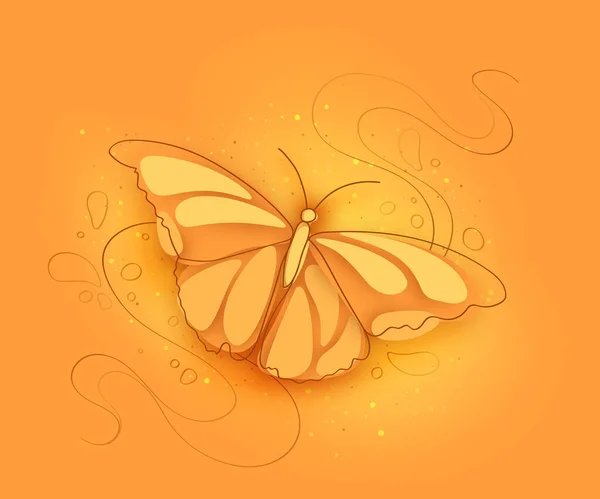 Papillon Rêveur Délicat Sur Fond Texturé Élément Conception Style Dessiné — Image vectorielle