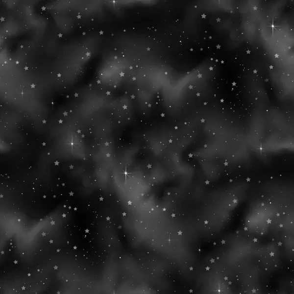 Endlose Textur Des Kosmischen Universums Mit Niedlichen Sternen Dekoratives Design — Stockvektor