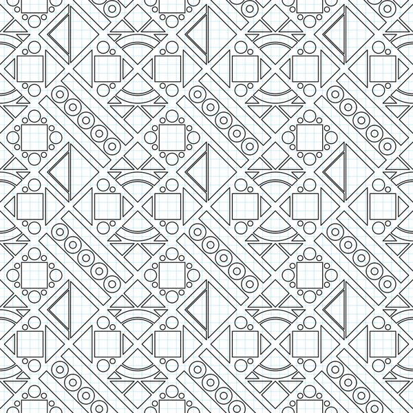 Seamless Geometric Pattern Drawn Checkered Notebook Endless Modern Mosaic Texture — стоковый вектор