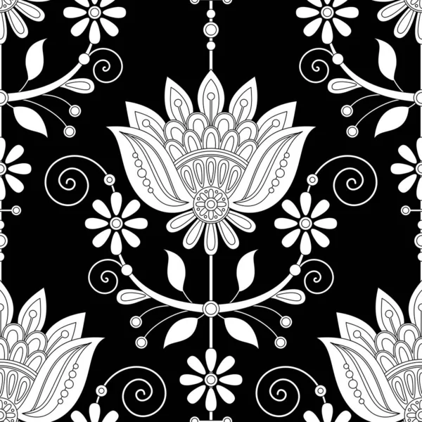 Seamless Pattern Flower Inspired Ukrainian Traditional Embroidery Ethnic Floral Motif — Vector de stock