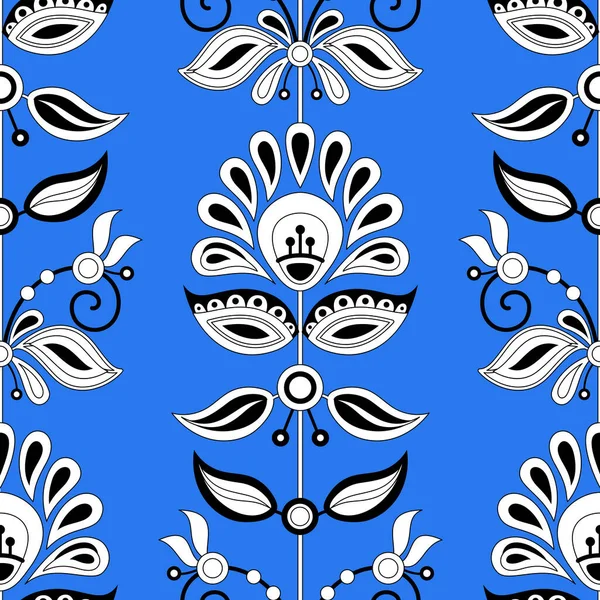 Seamless Pattern Flower Inspired Ukrainian Traditional Embroidery Ethnic Floral Motif — Stockvector