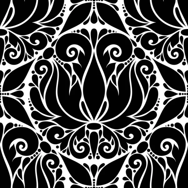 ペイズリースタイルの花のヴィンテージシームレスパターン ナチュラルモチーフの装飾組成物 概要オータネート アート 複雑なオーナメントだ ベクトル輪郭イラスト — ストックベクタ