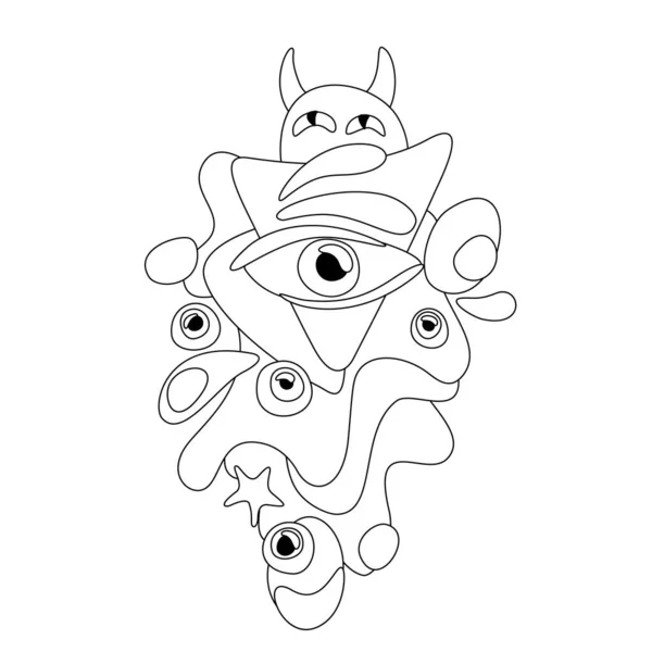 Impression Psyhodelique Avec Monster Vibes Design Surréaliste Élément Conception Unique — Image vectorielle