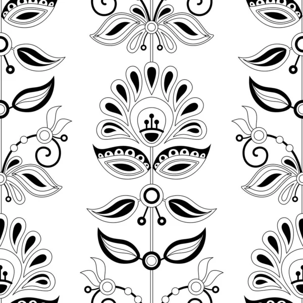 Seamless Pattern Flower Inspired Ukrainian Traditional Embroidery Ethnic Floral Motif — Stock Vector