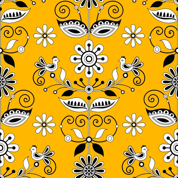 Безшовні Візерунки Квіткою Натхненні Українською Традиційною Вишивкою Ethnic Floral Motif — стоковий вектор