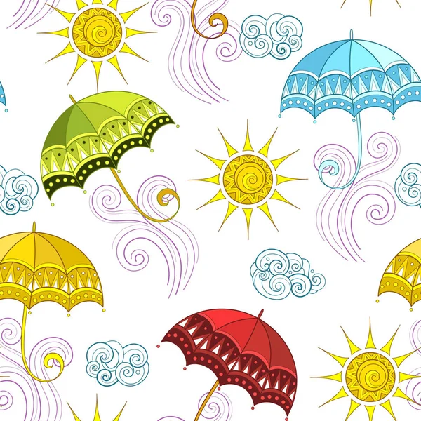 Fairytale Weather Forecast Seamless Pattern Endless Texture Windy Summer Day — стоковий вектор