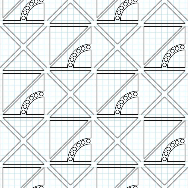 Seamless Geometric Pattern Triangles Drawn Checkered Notebook Endless Modern Mosaic — Stock Vector