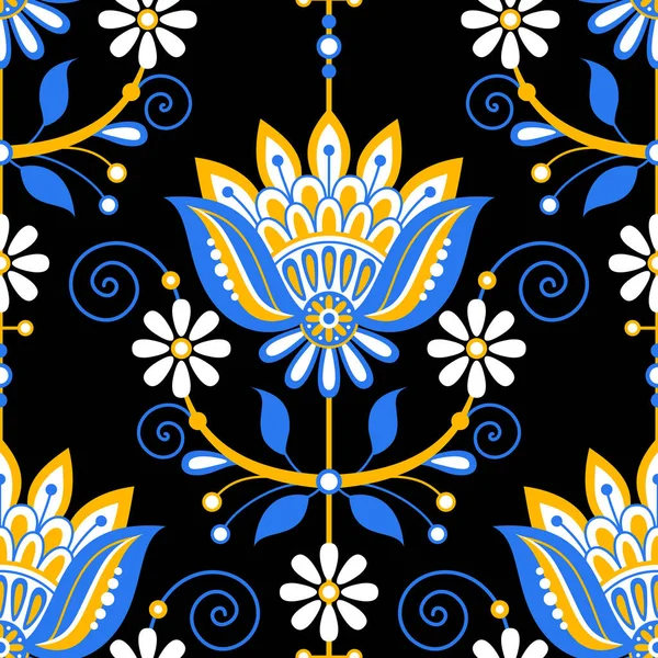 Бесшовный Узор Цветами Вдохновленный Украинской Традиционной Вышивкой Этнический Цветочный Мотив — стоковый вектор