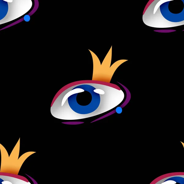 Бесшовный Рисунок Психоделическим Принтом Сюрреалистическим Глазом Принцесса Королева Концепция Сюрреалистичный — стоковый вектор