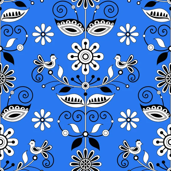 Seamless Pattern Flower Inspired Ukrainian Traditional Embroidery Ethnic Floral Motif — Stock vektor