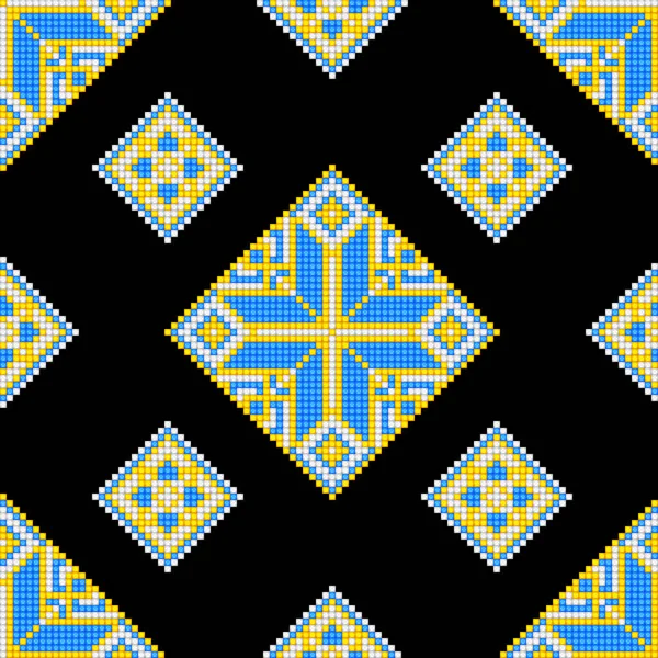 Cross Stitch Embroideriedseamless Pattern Ornate Element Ethnic Motif Handmade Stylization — 图库矢量图片