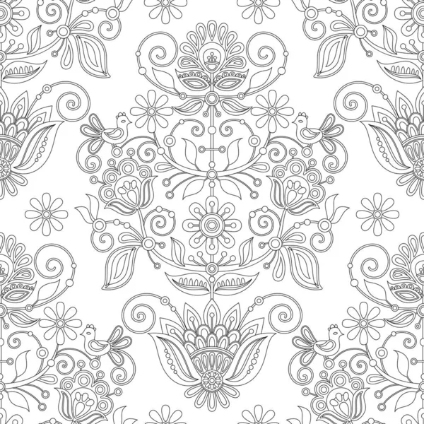 2015 Seamless Pattern Tree Life Inspired Ukrainian Traditional Embroidery 플로랄 — 스톡 벡터