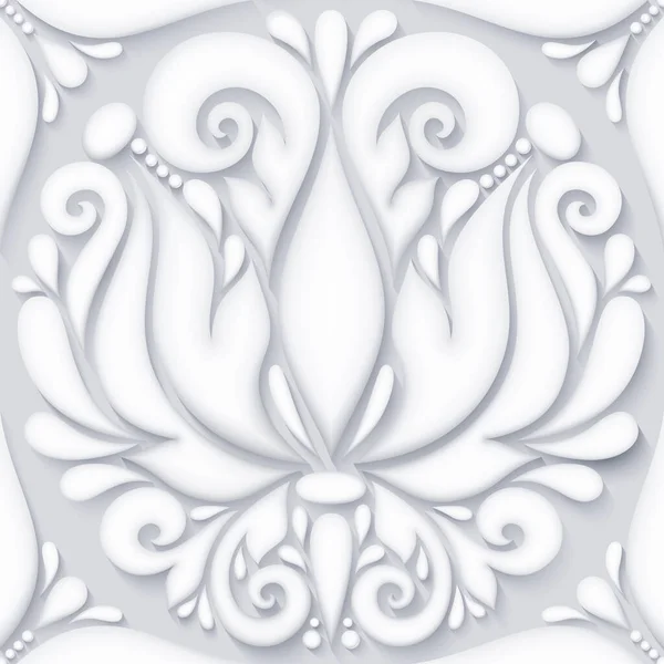 ペイズリースタイルの花のヴィンテージシームレスパターン ナチュラルモチーフの装飾組成物 概要オータネート アート 複雑なオーナメントだ ベクトル3Dイラスト — ストックベクタ