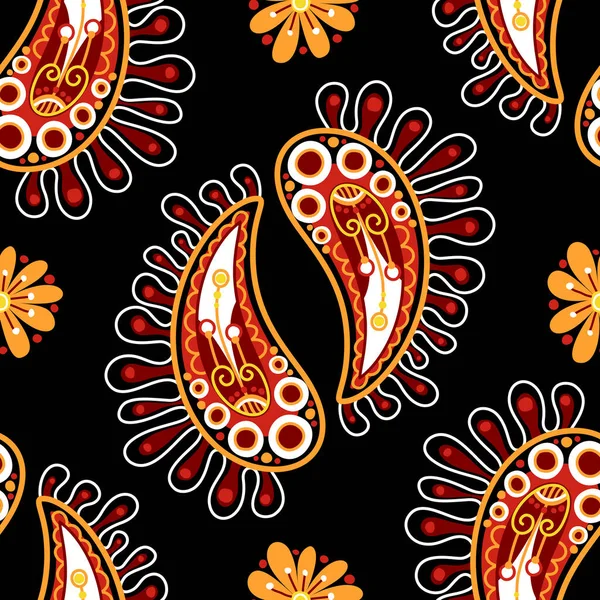 Folkloric Seamless Pattern Mit Paisley Indian Gurke Nature Inspired Design — Stockvektor
