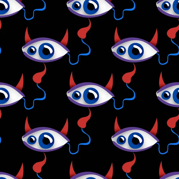 Бесшовный Рисунок Психоделическим Принтом Сюрреалистическим Дьявольским Глазом Сюрреалистичный Дизайн Чёрном — стоковый вектор
