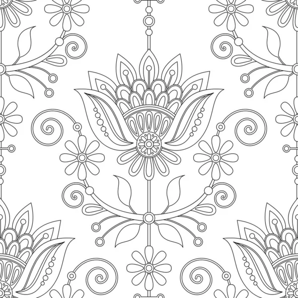 Seamless Pattern Flower Inspired Ukrainian Traditional Embroidery Ethnic Floral Motif — 图库矢量图片