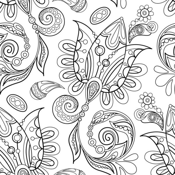Folkloric Seamless Pattern Mit Paisley Flower Nature Inspired Design Element — Stockvektor