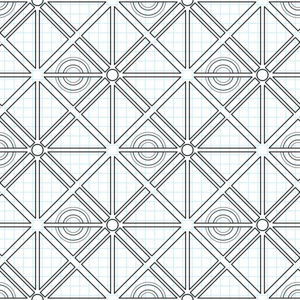 Nahtloses Geometrisches Muster Mit Dreiecken Gezeichnet Auf Einem Karierten Notizbuch — Stockvektor