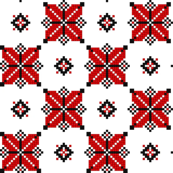 Cross Stitch Embroideriedseamless Pattern Ornate Element Ethnic Motif Handmade Stylization — ストックベクタ