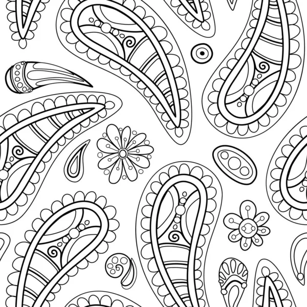 Folkloric Seamless Pattern Paisley Indian Cucumber Nature Inspired Design Element — Stock Vector